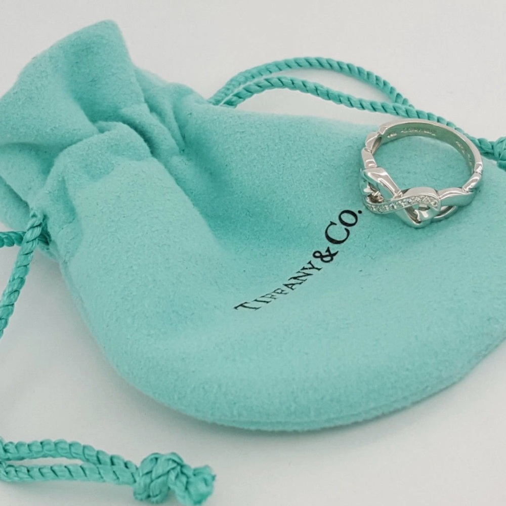 Tiffany & Co Paloma Picasso Double Loving Heart Ring 18K White Gold Diamonds - Picture 7 of 7